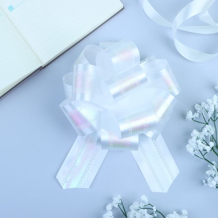 Подарочный бант - шар №5 перламутровый, белый, для упаковки подарков