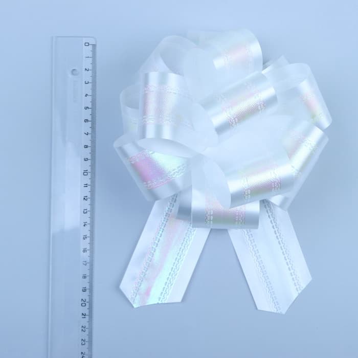 Подарочный бант - шар №5 перламутровый, белый, для упаковки подарков