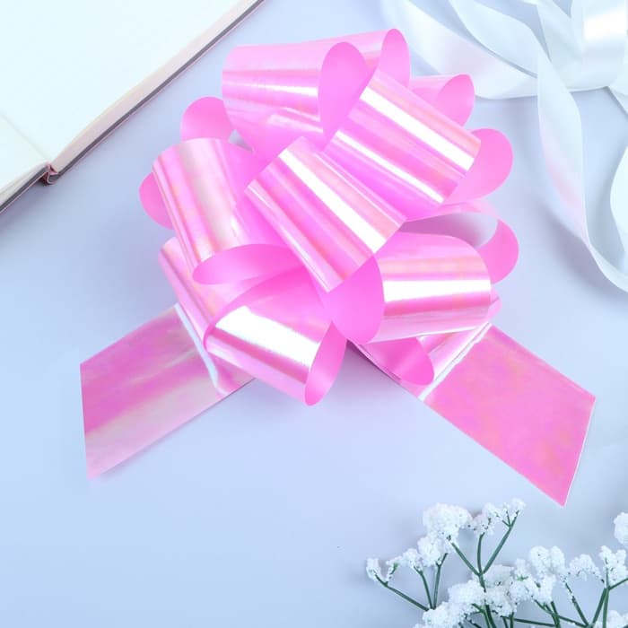 Подарочный Бант - шар №5 перламутровый, розовый, для упаковки подарков