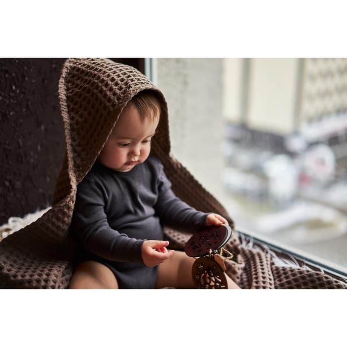 Полотенце - уголок вафельное «Крошка Я» Boho 120×120 см, хлопок 100%, мокко