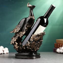 Подставка для бутылки «Павлин», чёрная, 16×14×37 см