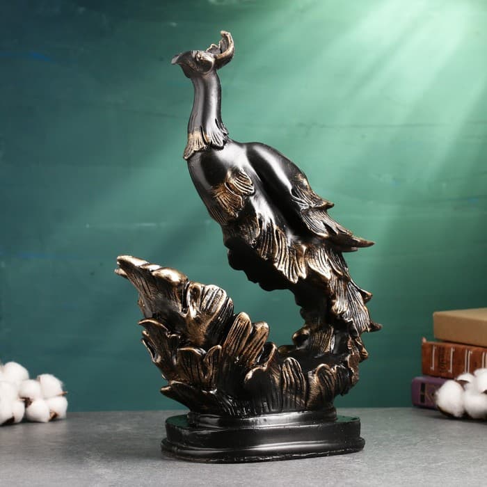 Подставка для бутылки «Павлин», чёрная, 16×14×37 см