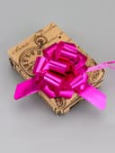 Подарочный бант - шар №3 голография, розовый, для упаковки подарков