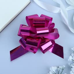 Подарочный бант - шар №3 голография, розовый, для упаковки подарков