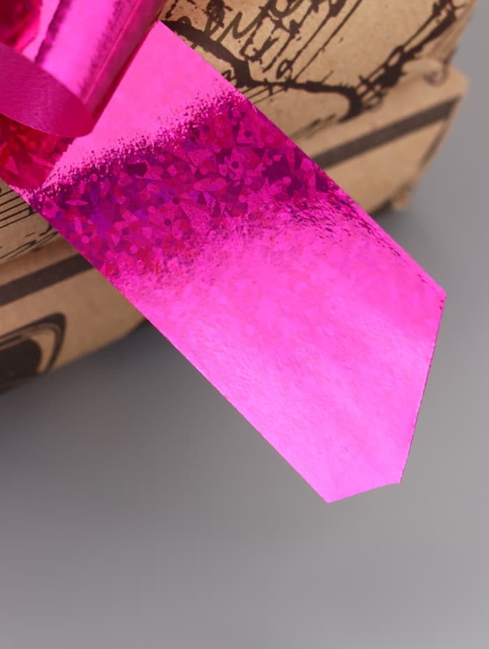 Подарочный бант - шар №3 голография, розовый, для упаковки подарков