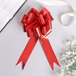 Подарочный бант - шар №3 металлик, красный, для упаковки подарков