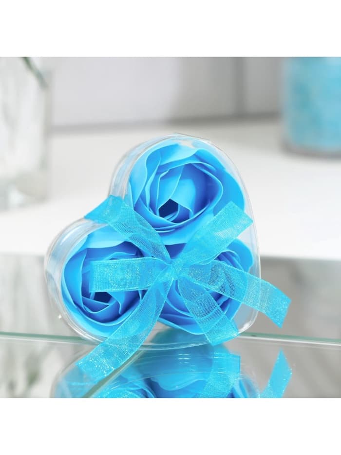 Мыльные розы, синие, набор 3 шт., в коробке