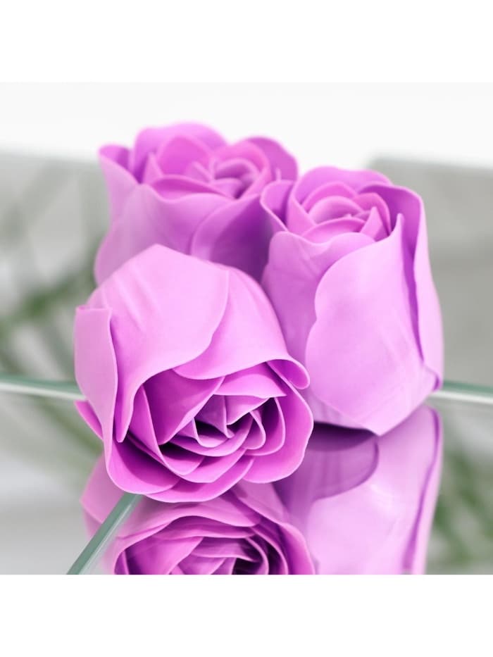 Мыльные розы, фиолетовые, набор 3 шт., в коробке