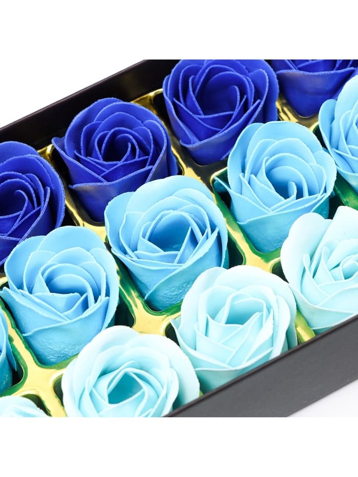 Мыльные розы, синие оттенки, набор 18 шт., в коробке