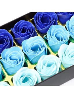 Мыльные розы, синие оттенки, набор 18 шт., в коробке