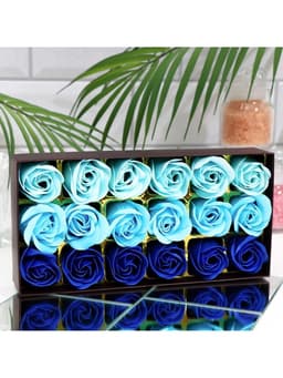 Мыльные розы, синие оттенки, набор 18 шт., в коробке