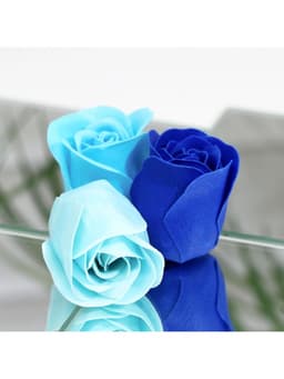 Мыльные розы, синие оттенки, набор 18 шт., в коробке