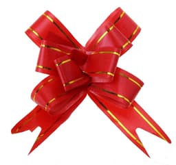 Подарочный Бант - бабочка №1.8 «Золотые полосы», красный, для упаковки подарков