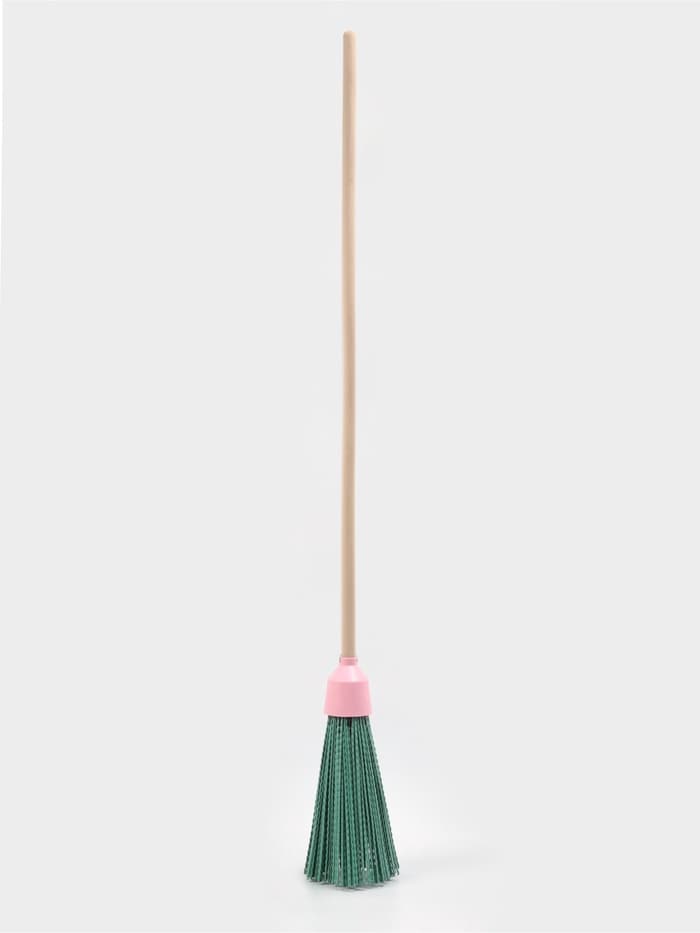 Метла полипропиленовая, с берёзовым черенком, бесфланцевая, МИКС