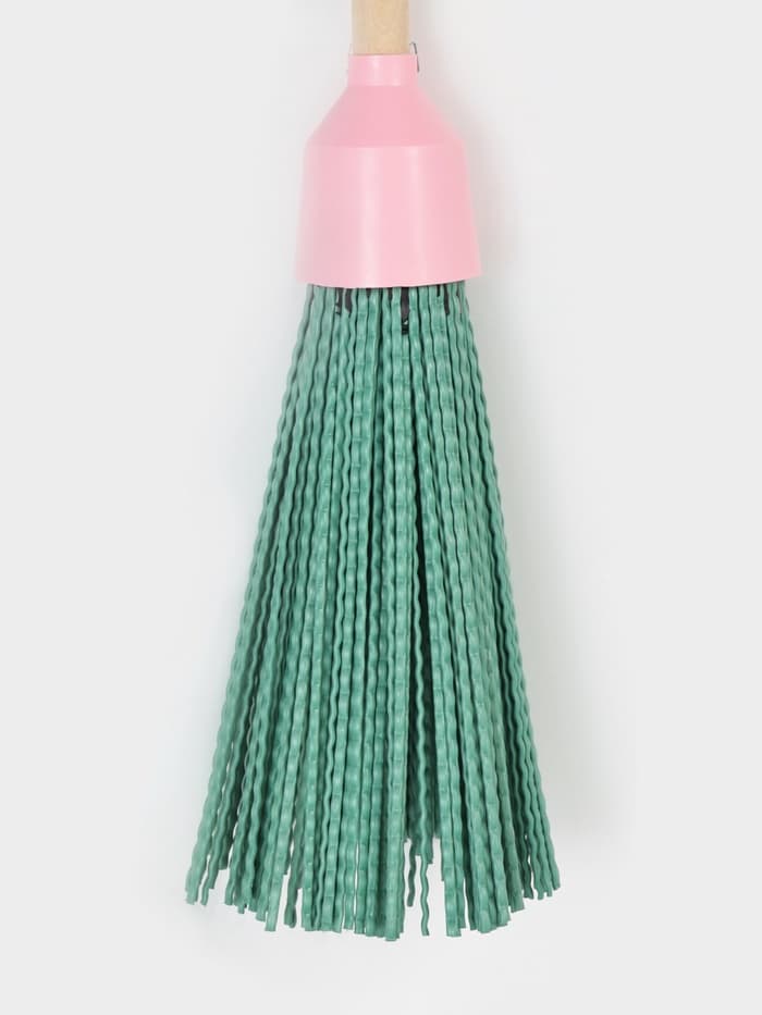 Метла полипропиленовая, с берёзовым черенком, бесфланцевая, МИКС