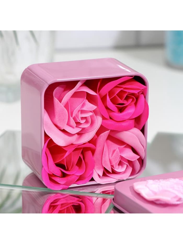 Мыльные розы, фуксия и розовые, набор 4 шт., в коробке