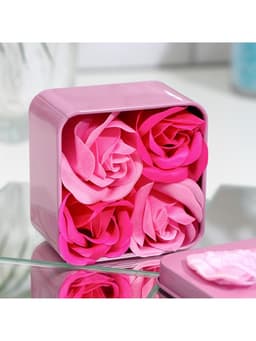 Мыльные розы, фуксия и розовые, набор 4 шт., в коробке