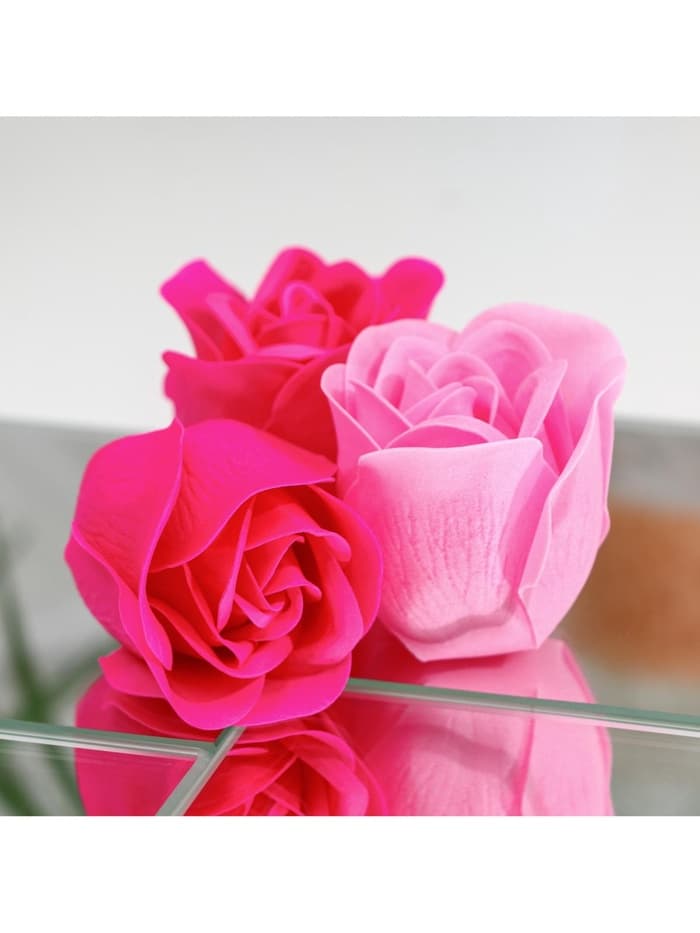 Мыльные розы, фуксия и розовые, набор 4 шт., в коробке