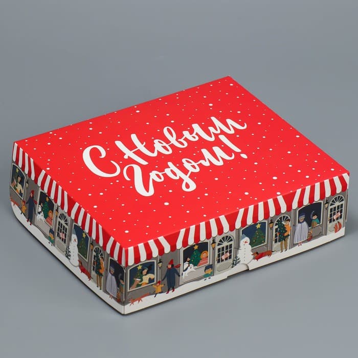 Упаковка для кондитерских изделий новогодняя «С Новым годом», 20×17×6 см