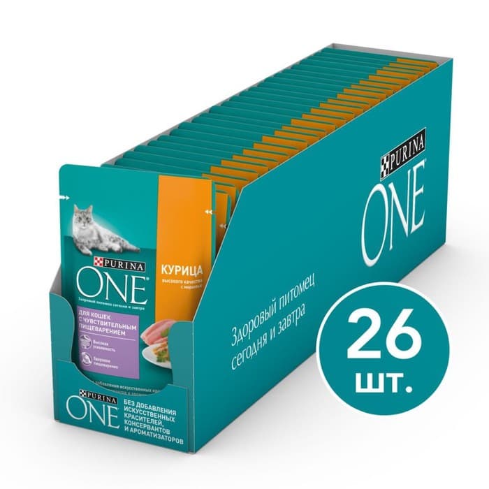 Влажный корм Purina One для кошек, курица/морковь, 75 г