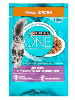 Влажный корм Purina One для кошек, курица/морковь, 75 г