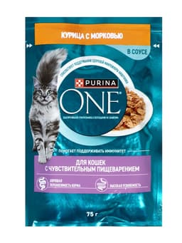 Влажный корм Purina One для кошек, курица/морковь, 75 г