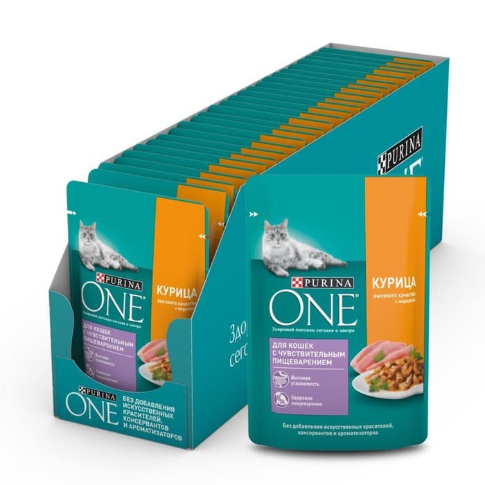 Влажный корм Purina One для кошек, курица/морковь, 75 г