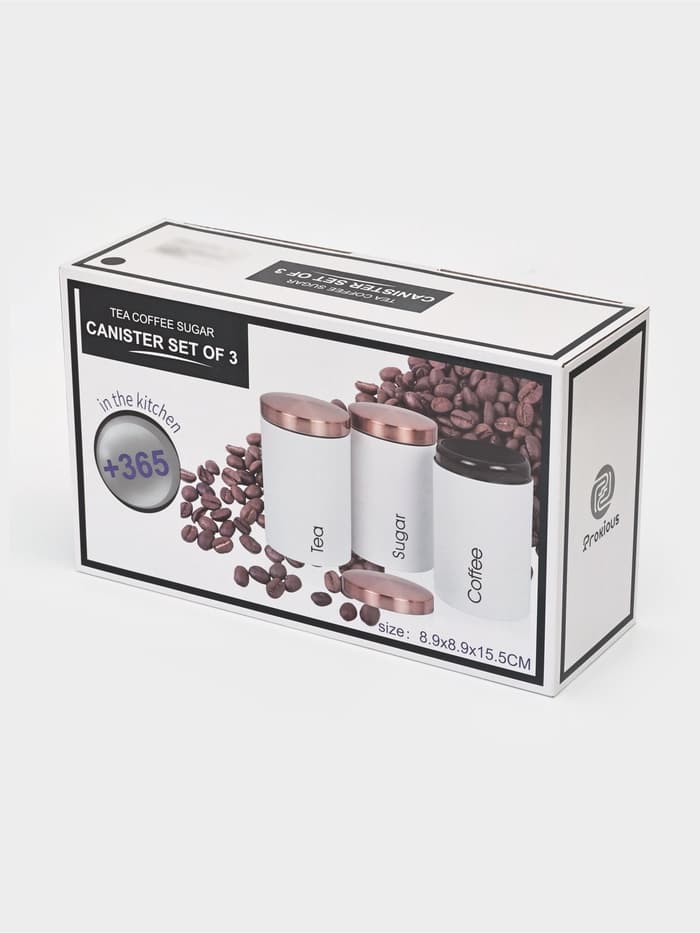 Банки для сыпучих Prime, 90 мл, 9×15.5 см, 3 шт., жесть, чёрные