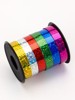 Лента упаковочная голографическая, ассорти, 6 цветов, 0.8 см × 3 м