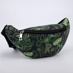 Сумка детская поясная «Динозавры», на молнии, наружный карман, зелёная