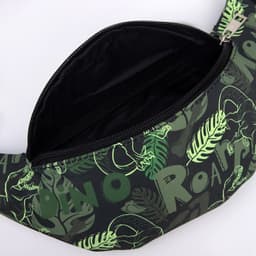 Сумка детская поясная «Динозавры», на молнии, наружный карман, зелёная