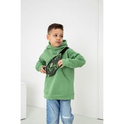 Сумка детская поясная «Динозавры», на молнии, наружный карман, зелёная