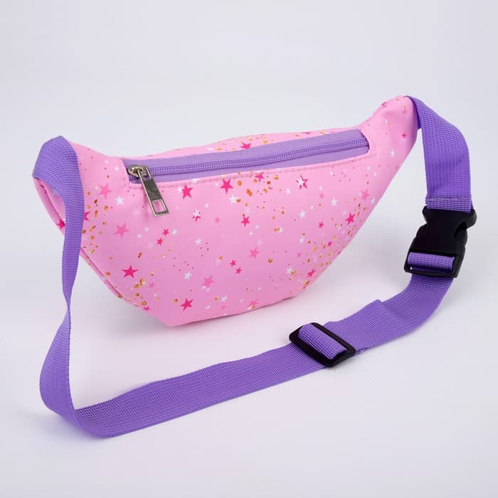 Сумка детская для девочки поясная «Единорог», на молнии, наружный карман, розовая