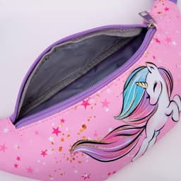 Сумка детская для девочки поясная «Единорог», на молнии, наружный карман, розовая