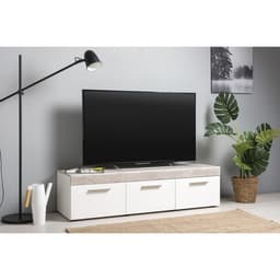 Тумба под ТВ «Петра 13.281», 1384×406×366 мм, цвет белый шагрень / милк софт МДФ