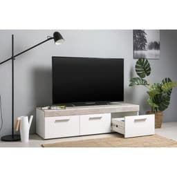 Тумба под ТВ «Петра 13.281», 1384×406×366 мм, цвет белый шагрень / милк софт МДФ