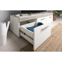 Тумба под ТВ «Петра 13.281», 1384×406×366 мм, цвет белый шагрень / милк софт МДФ