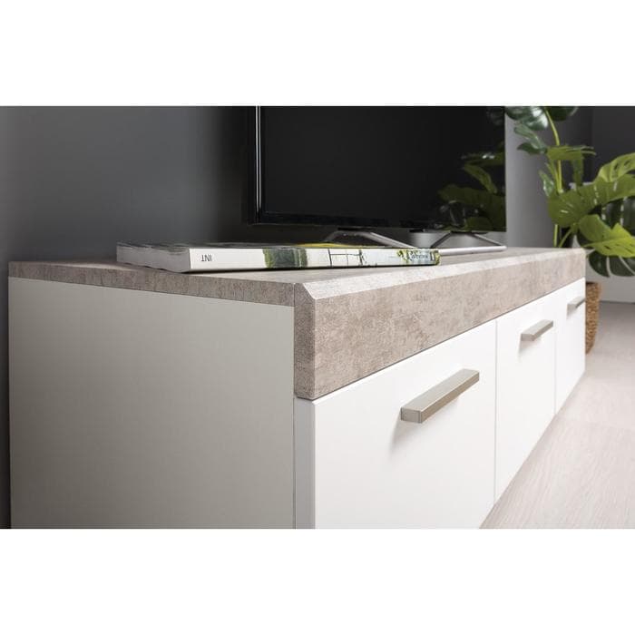 Тумба под ТВ «Петра 13.281», 1384×406×366 мм, цвет белый шагрень / милк софт МДФ