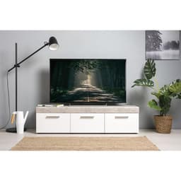 Тумба под ТВ «Петра 13.281», 1384×406×366 мм, цвет белый шагрень / милк софт МДФ