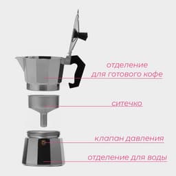 Кофеварка гейзерная Доляна Alum, на 3 чашки, 150 мл, алюминий