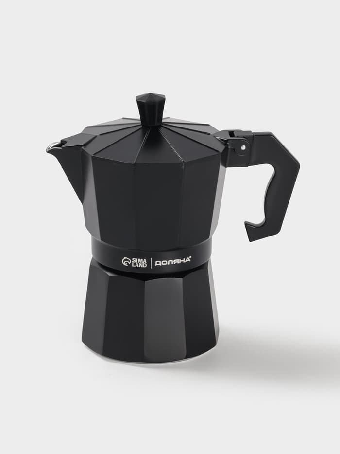 Кофеварка гейзерная Доляна Alum black, на 3 чашки, 150 мл, алюминий, чёрная