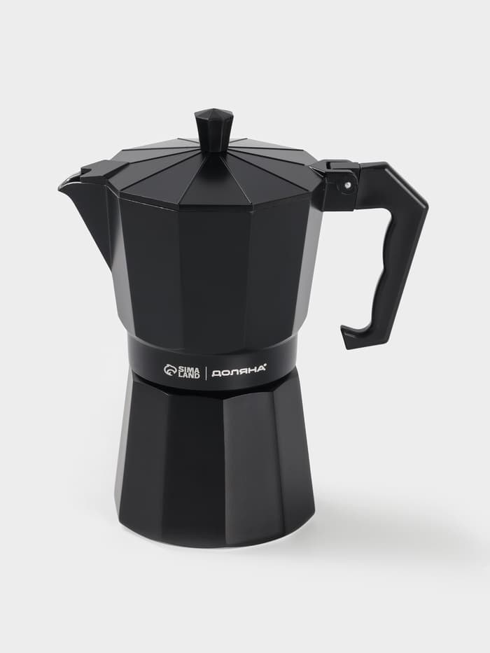 Кофеварка гейзерная Доляна Alum black, на 6 чашек, 300 мл, алюминий, чёрная