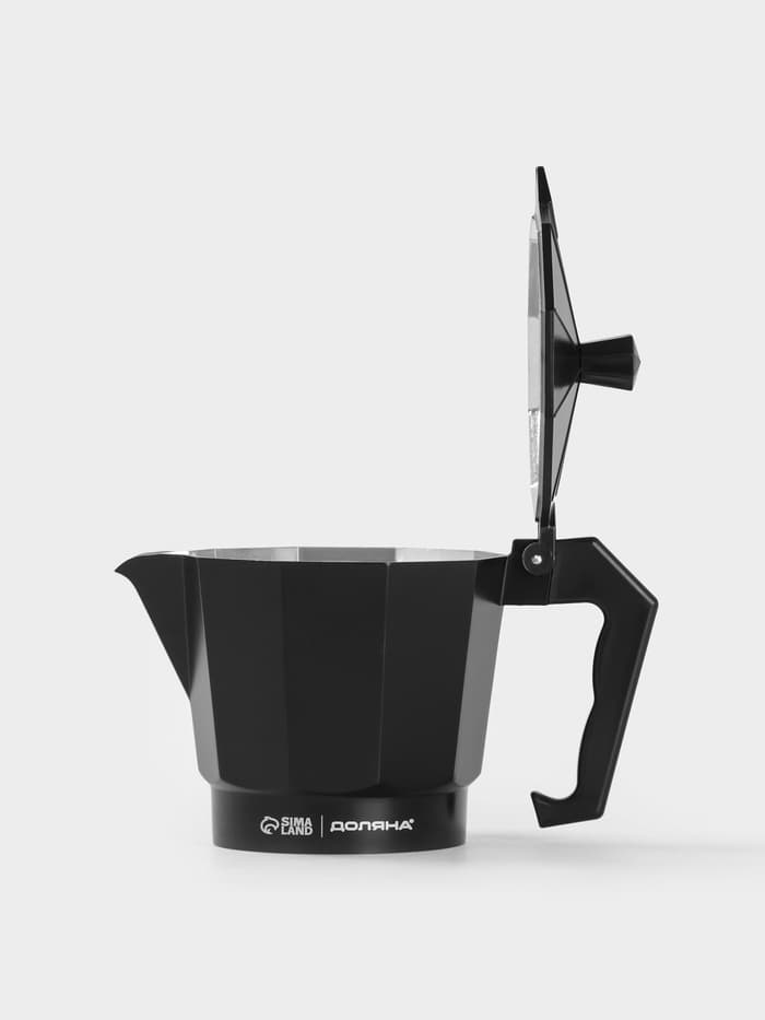 Кофеварка гейзерная Доляна Alum black, на 6 чашек, 300 мл, алюминий, чёрная