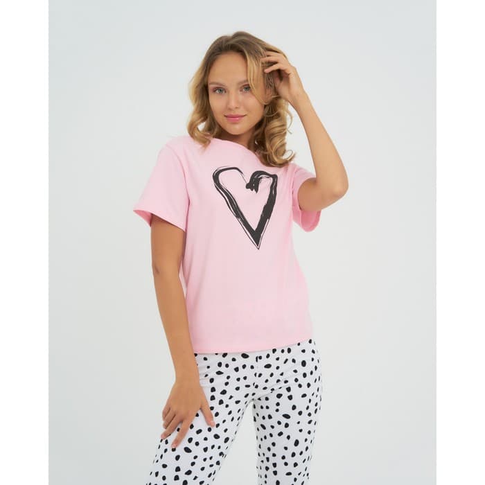 Пижама женская (футболка, брюки) KAFTAN Heart, размер 40-42