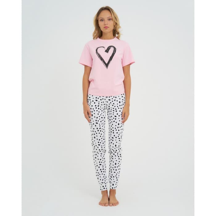 Пижама женская (футболка, брюки) KAFTAN Heart, размер 52-54