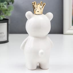 Фигурка керамика «Мишка в короне», бело-чёрный с золотом, 14.5×7×7 см