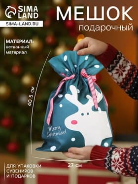 Мешок подарочный новогодний «Рождественский гость», 27×40.5 см