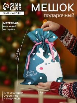 Мешок подарочный новогодний «Рождественский гость», 27×40.5 см