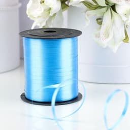 Лента упаковочная для декора, подарков и шаров, голубая, 0.5 см × 225 м