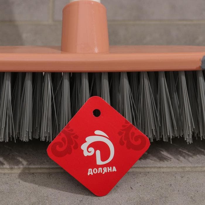 Щётка для подметания пола с силиконовыми отбойниками Доляна, окрашенный металлический черенок, 27×6×126 см, МИКС